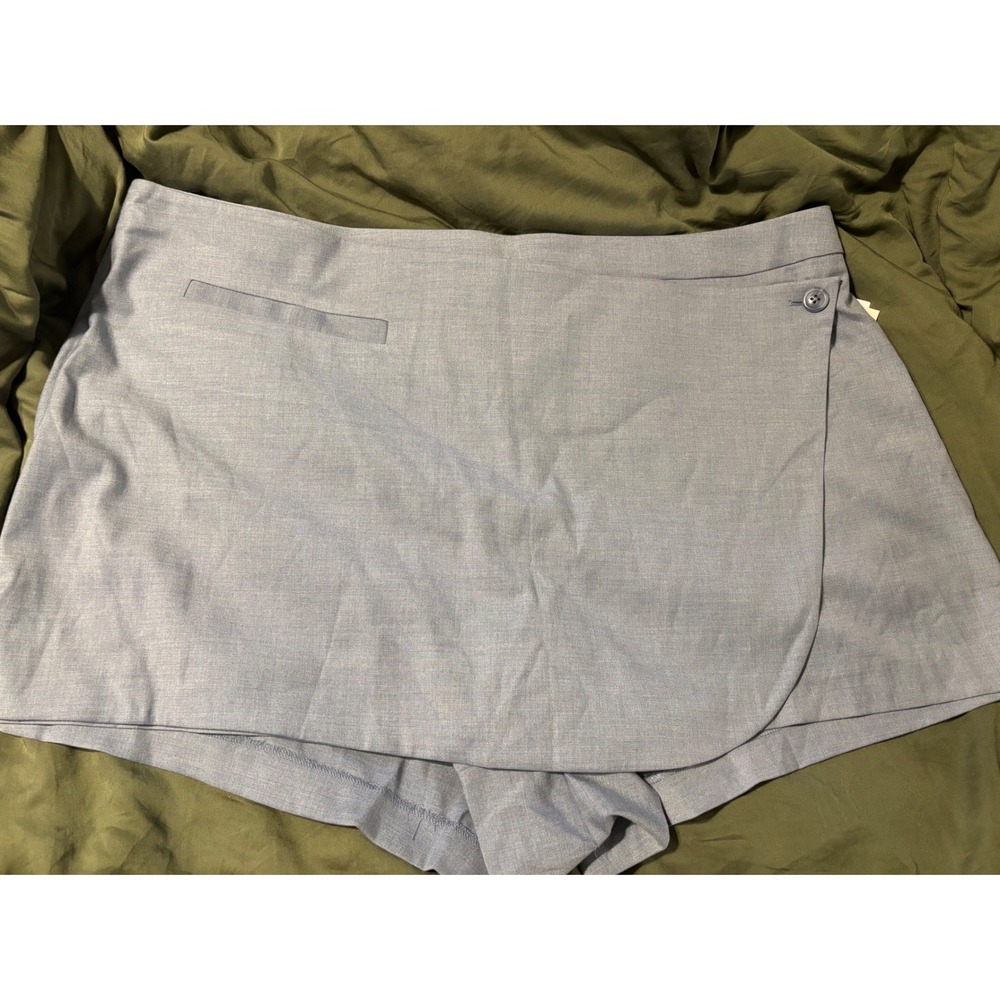 Good American Skort Plus Size 18 Crosshatch Blue Wrap Front NEW